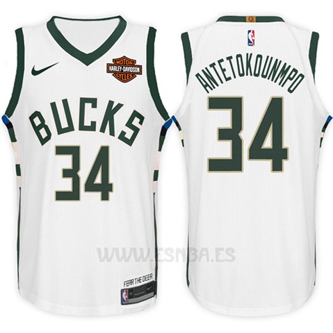 Camiseta Milwaukee Bucks Giannis Antetokounmpo #34 2017-18 Blanco